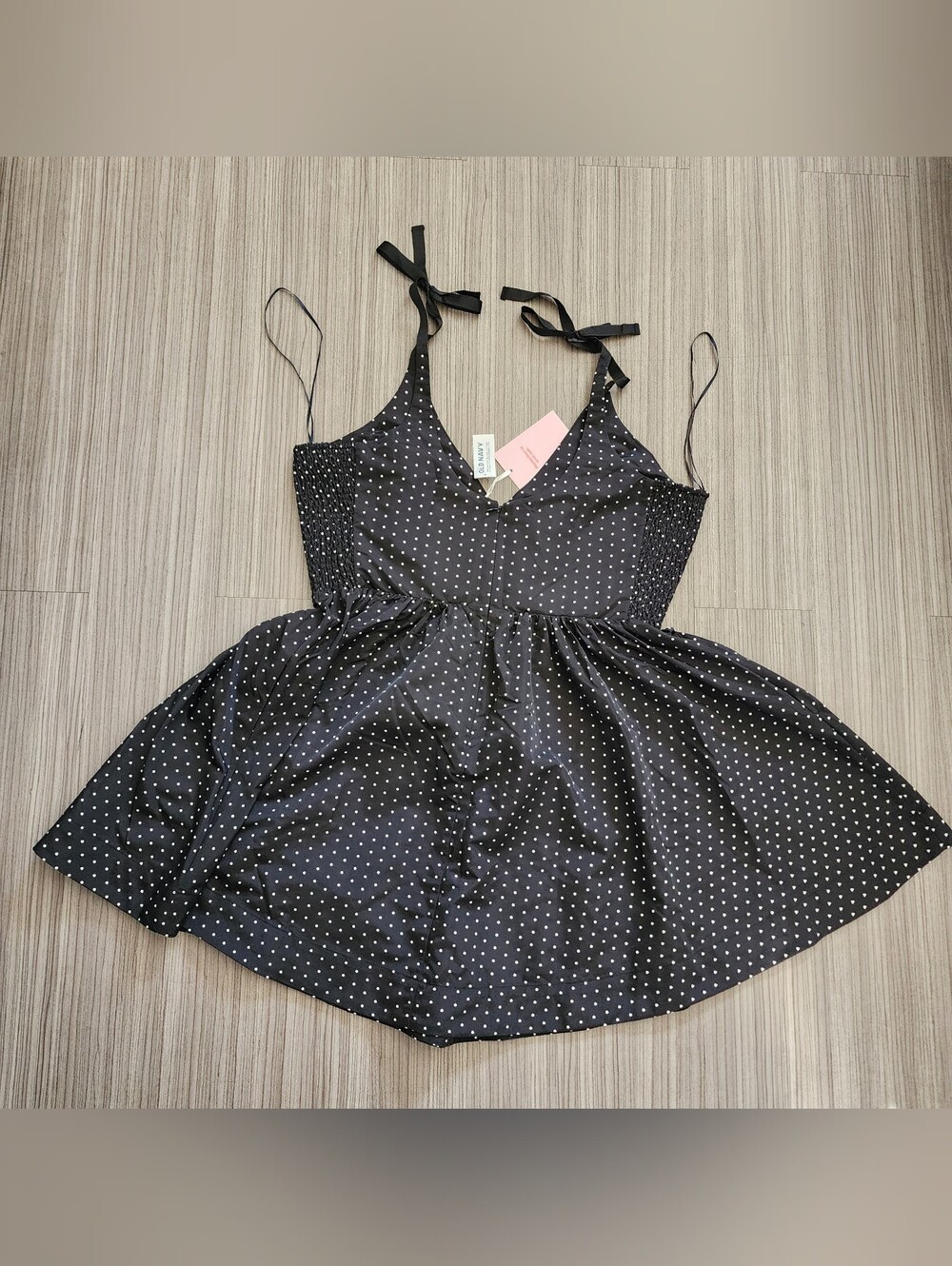 Old Navy Black White Polka Dot Tie-Shoulder Dress NWT Sz XL